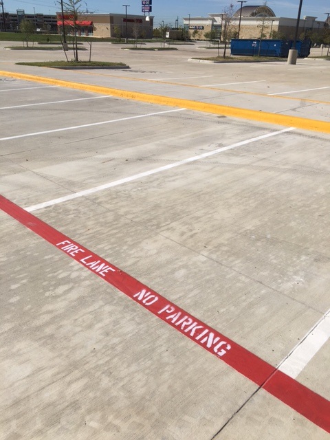 Fire Lane No Parking Zone Painted On Parking Lot